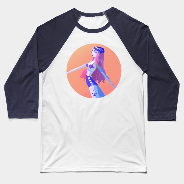 derby girl round Baseball T-Shirt by Polygonal Mess